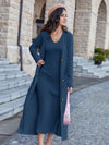 Chic and Classic: Sleeveless Sweater Dress with Button Front Cardigan