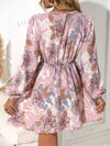 Floral Elegance: Clasi Lantern Sleeve Belted Dress