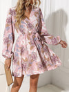 Floral Elegance: Clasi Lantern Sleeve Belted Dress