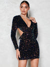 Stunning Plunging Neck Sequin Bodycon Dress - Shine Bright in Style