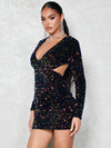 Stunning Plunging Neck Sequin Bodycon Dress - Shine Bright in Style