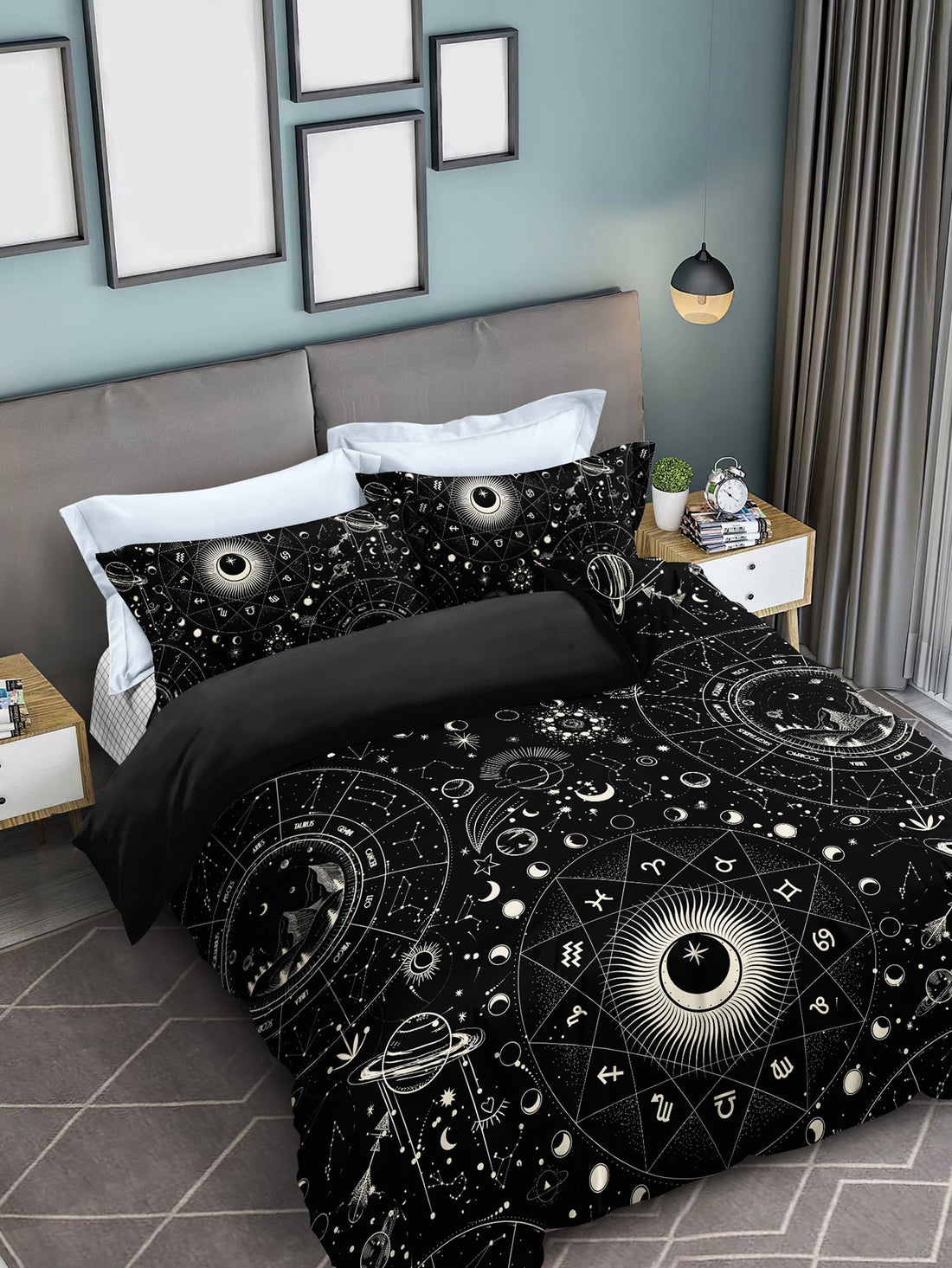 Transform your bedroom into a celestial oasis with our Starry Nights Duvet Cover Set. Featuring a stunning constellation design, this set allows you to sleep under the stars every night. Made with soft, high-quality materials, you can enjoy both style and comfort. Add a touch of magic to your bedroom with this must-have set.