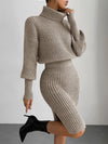 Chic Elegance: Solid Color Turtleneck Slim-Fit Sweater Dress for Autumn & Winter