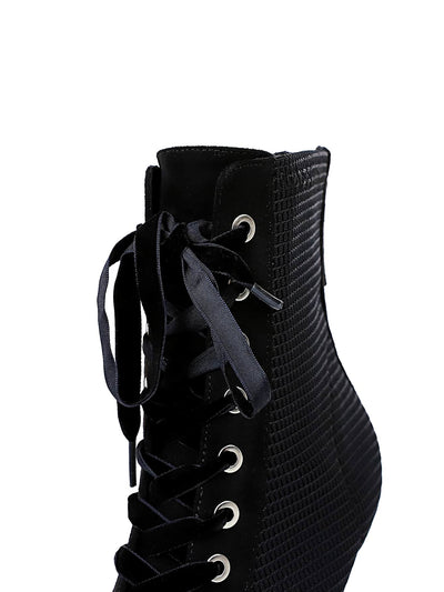 Sleek and Stylish: Lace-Up Front Stiletto Heeled Boots