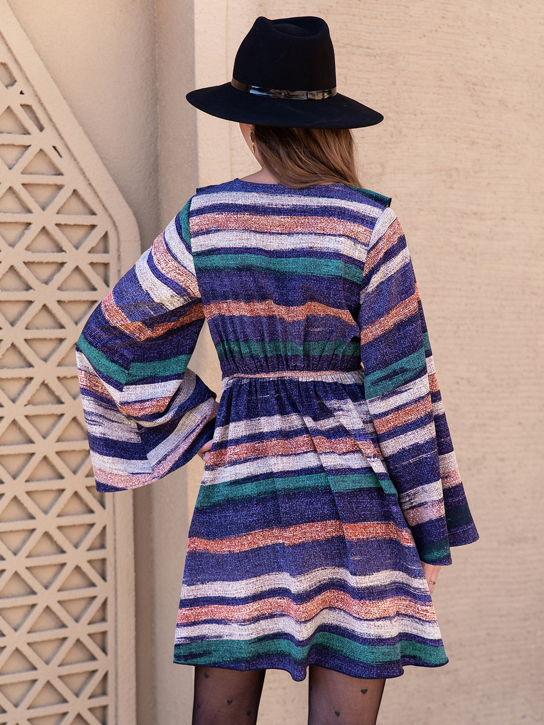 Introducing the Chic and Playful: Women's Vintage Striped Ruffle Trim Dress. This dress is the perfect combination of sophistication and fun, with its vintage stripes and playful ruffle trim. The high-quality fabric and attention to detail make it a must-have for any fashion-forward woman. Transform your wardrobe with this timeless and chic dress.