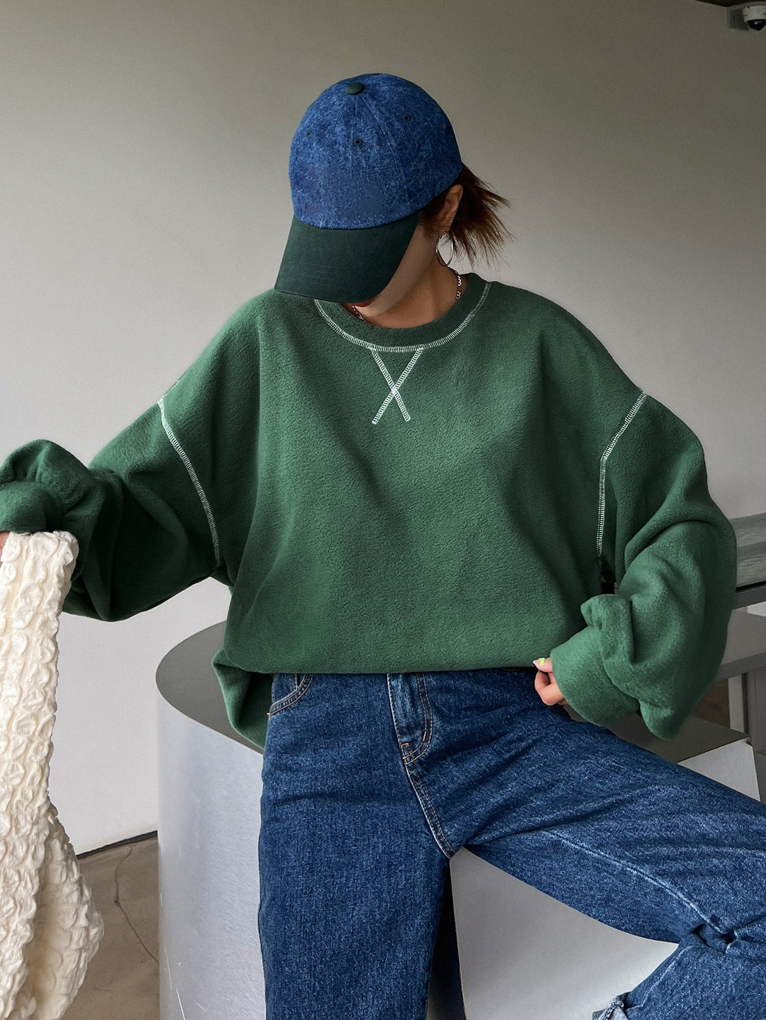 Stay warm and spread positivity with our Be Happy Oversized Fleece Sweatshirt. Crafted for comfort and coziness, it's the perfect addition to your wardrobe. Made with high-quality fleece, it provides a soft and warm feel. Its positive vibe design will surely bring a smile to your face.