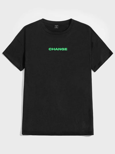 Men's "Change" Letter Graphic Tshirt: Elevate Your Street Style