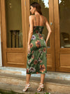 Empower Your Style with Women's Pleated Random Printed Strappy Dress