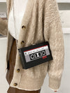 Retro Music Cassette Tape Design Crossbody Bag with Metal Chain - A Stylish Statement Piece