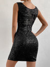 Shimmering Elegance: Split Hem Sequin Tank Dress