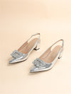 Silver Serpentine Slingback: Metallic Snakeskin Rhinestone Pumps