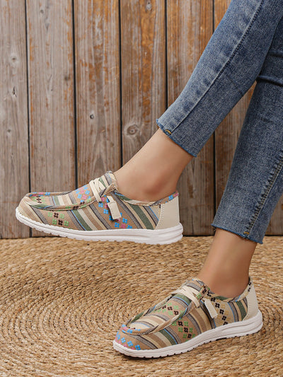 Introducing the Chic Geometric Pattern Lace-Up Casual <a href="https://canaryhouze.com/collections/women-canvas-shoes" target="_blank" rel="noopener">Shoes</a>. These stylish, lace-up shoes feature a unique geometric pattern that will elevate any casual look. With their comfortable fit and eye-catching design, they are perfect for any fashion-forward individual. Step up your shoe game today!