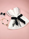 Chic Bow Pet Ensemble: Dress, Necklace, and Hair Clip Set