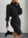 Chic Elegance: Solid Color Turtleneck Slim-Fit Sweater Dress for Autumn & Winter