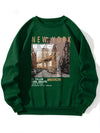 Men's Urban Aesthetic Thermal Lined Sweatshirt with Slogan Picture Print