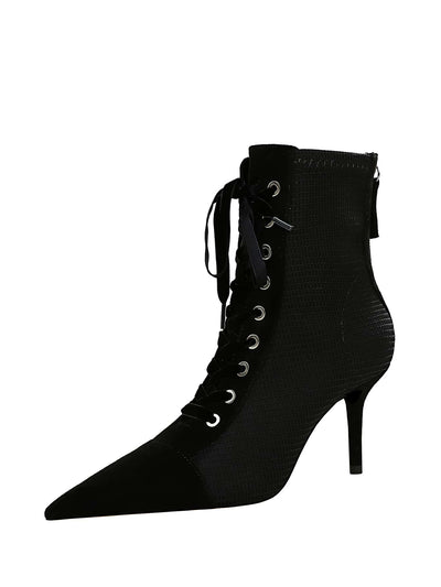 Sleek and Stylish: Lace-Up Front Stiletto Heeled Boots