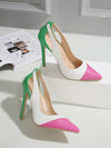 Chic Color Block Point Toe Stiletto Heeled Court Pumps