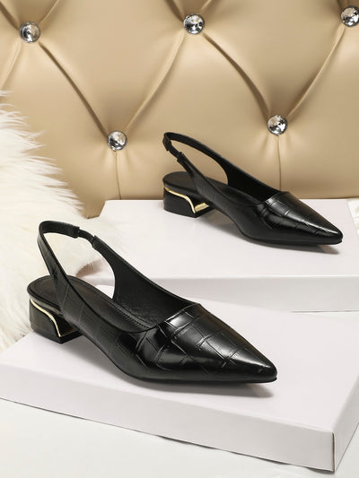 Chic and Comfortable: Pointed Toe Backless Pumps with Thick Heels