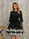 Enchanting Floral Fantasy: Polka Dot Flounce Sleeve Dress