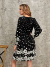 Enchanting Floral Fantasy: Polka Dot Flounce Sleeve Dress