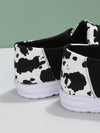 Cow Print Lace-Up Canvas Sneakers: Stylish Low-Cut Casual Footwear for Women