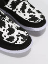 Cow Print Lace-Up Canvas Sneakers: Stylish Low-Cut Casual Footwear for Women