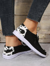 Cow Print Lace-Up Canvas Sneakers: Stylish Low-Cut Casual Footwear for Women