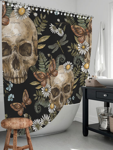 Introducing Splish Splash Skulls, the waterproof shower curtain with a beautiful floral pattern. Keep your bathroom dry and stylish with this durable curtain. Made with high-quality materials, it's perfect for any shower set-up. Say goodbye to messy bathrooms and hello to a refreshing shower experience.