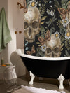 Splish Splash Skulls: Waterproof Shower Curtain with Floral Pattern