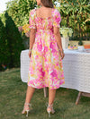 Summertime Chic: Floral A-line Dress with Flounce Sleeves