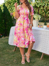 Summertime Chic: Floral A-line Dress with Flounce Sleeves