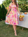 Summertime Chic: Floral A-line Dress with Flounce Sleeves