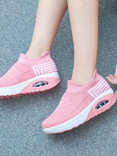 Pink Striped Mesh Rocking Shoes: Stay Stylish and Comfortable All Day Long