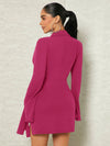 Elegance Redefined: Lapel Collar Ruched Split Hem Dress