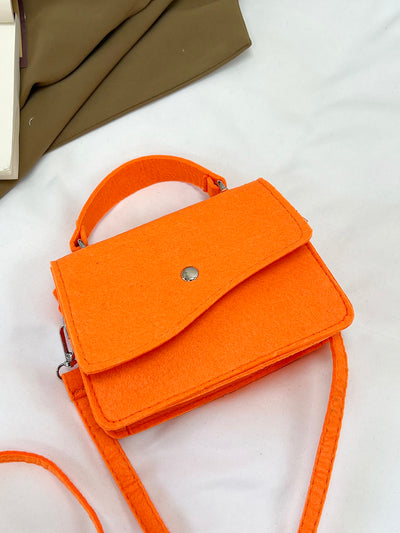 Chic Mini Neon Pink Flap Felt Square Bag for a Bold Style Statement