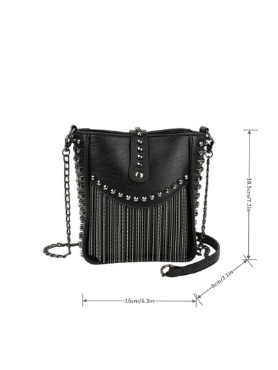 Chic Mini Fringe Studded Bucket Bag: Perfect for Effortless Style