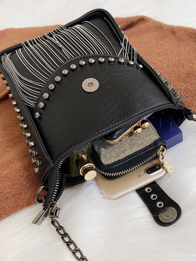 Chic Mini Fringe Studded Bucket Bag: Perfect for Effortless Style