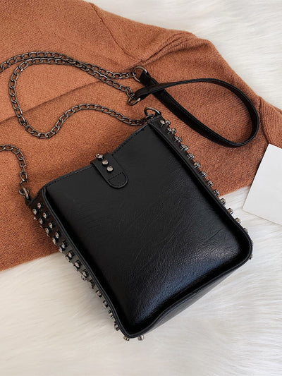 Chic Mini Fringe Studded Bucket Bag: Perfect for Effortless Style