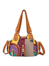 Color Block Chic: Half Moon Design Tote Bag with Colored Rivets