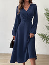 Chic Twist-Front Lantern Sleeve Dress - Effortless Elegance for Any Occasion