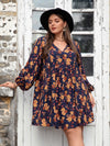 Embrace Your Curves in Style with Plus Size Geometric Printed Lantern Sleeve Dress