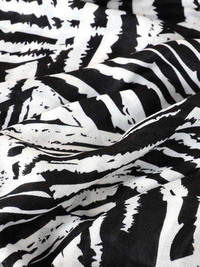 Wild and Stylish: Zebra Striped Print Tassel Decor Scarf