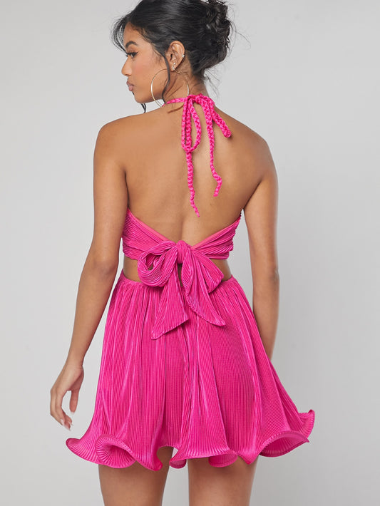 Unleash Your Inner Style Rebel with Haute Ombre Cut-Out Tie Back Pleated Dress