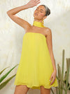 Elegant Haute Neck Tie Pleated Dress - Perfect for Any Occasion