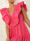 Chic Haute Backless Ruffle Trim Dress - Elegantly Tied for Effortless Style