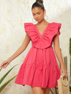 Chic Haute Backless Ruffle Trim Dress - Elegantly Tied for Effortless Style