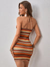 Vacation Chic: Print Tie Backless Halter Bodycon Dress