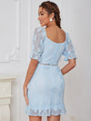 Sweetheart Neck Puff Sleeve Ruffle Hem Lace Dress: A Flirty and Feminine Choice