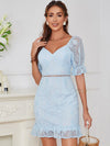 Sweetheart Neck Puff Sleeve Ruffle Hem Lace Dress: A Flirty and Feminine Choice