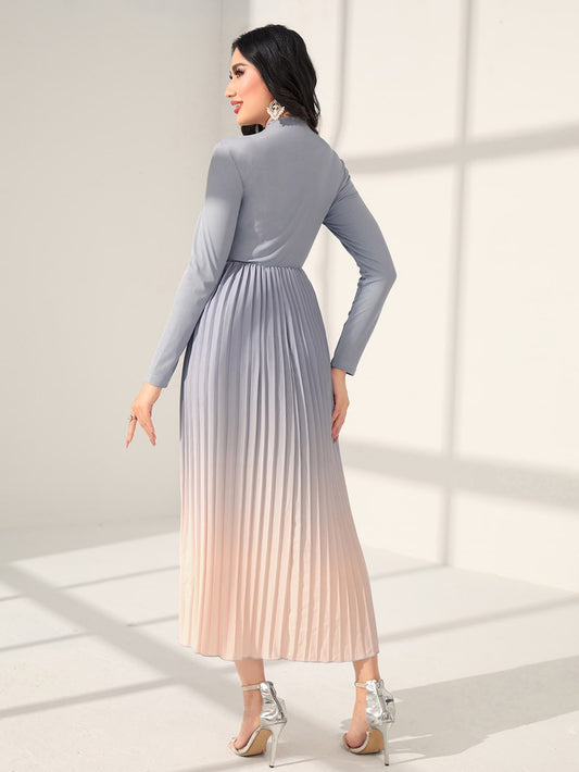 Ombre Pleated Hem Dress - Chic Gradient Elegance for Every Occasion